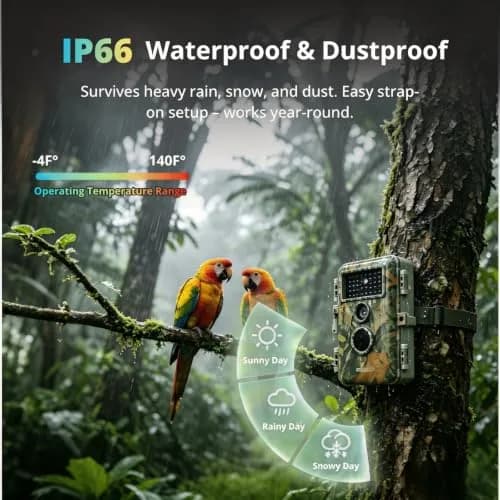 BLAZEVIDEO 2-Pack Trail Camera 64MP 1296P Video, 940nm No-Glow Night Vision, 70° Focused PIR Detection, 0.3s Trigger, IP66 Waterproof thumbnail 6