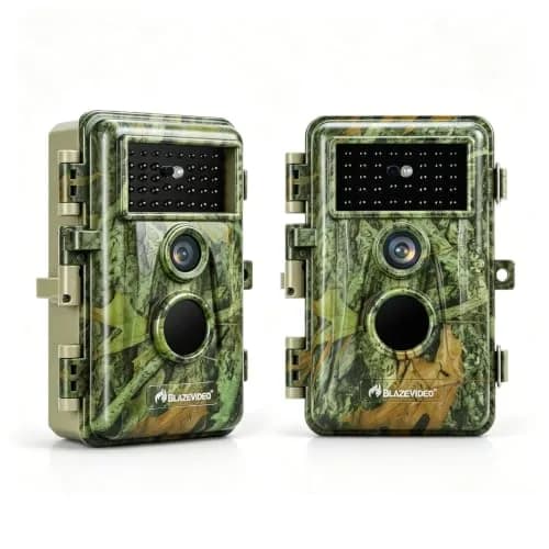 BLAZEVIDEO 2-Pack Trail Camera 64MP 1296P Video, 940nm No-Glow Night Vision, 70° Focused PIR Detection, 0.3s Trigger, IP66 Waterproof thumbnail 1