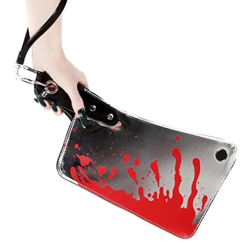 Kreepsville 666 Cleaver Clutch Bag Metallic | Super Shiny Vinyl with Red Satin Lining, Wrist Strap (14 in W x 7 in H) thumbnail 1