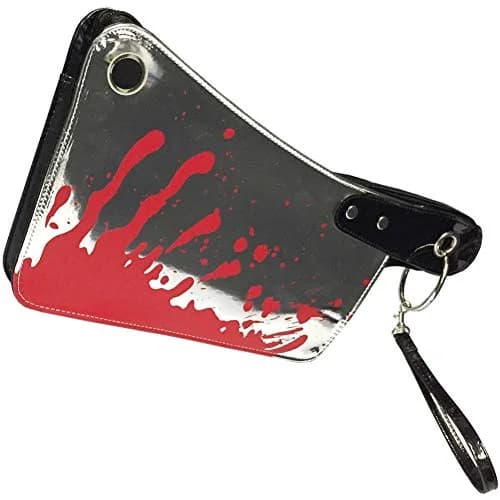 Kreepsville 666 Cleaver Clutch Bag Metallic | Super Shiny Vinyl with Red Satin Lining, Wrist Strap (14 in W x 7 in H) thumbnail 2