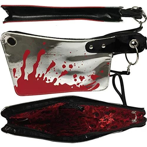 Kreepsville 666 Cleaver Clutch Bag Metallic | Super Shiny Vinyl with Red Satin Lining, Wrist Strap (14 in W x 7 in H) thumbnail 3