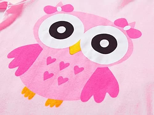Dolphin&Fish Girls Pajamas Owl Little Kids Pjs Sets 100% Cotton Size 7 Pink | Snug Fit for Safe Sleep thumbnail 3