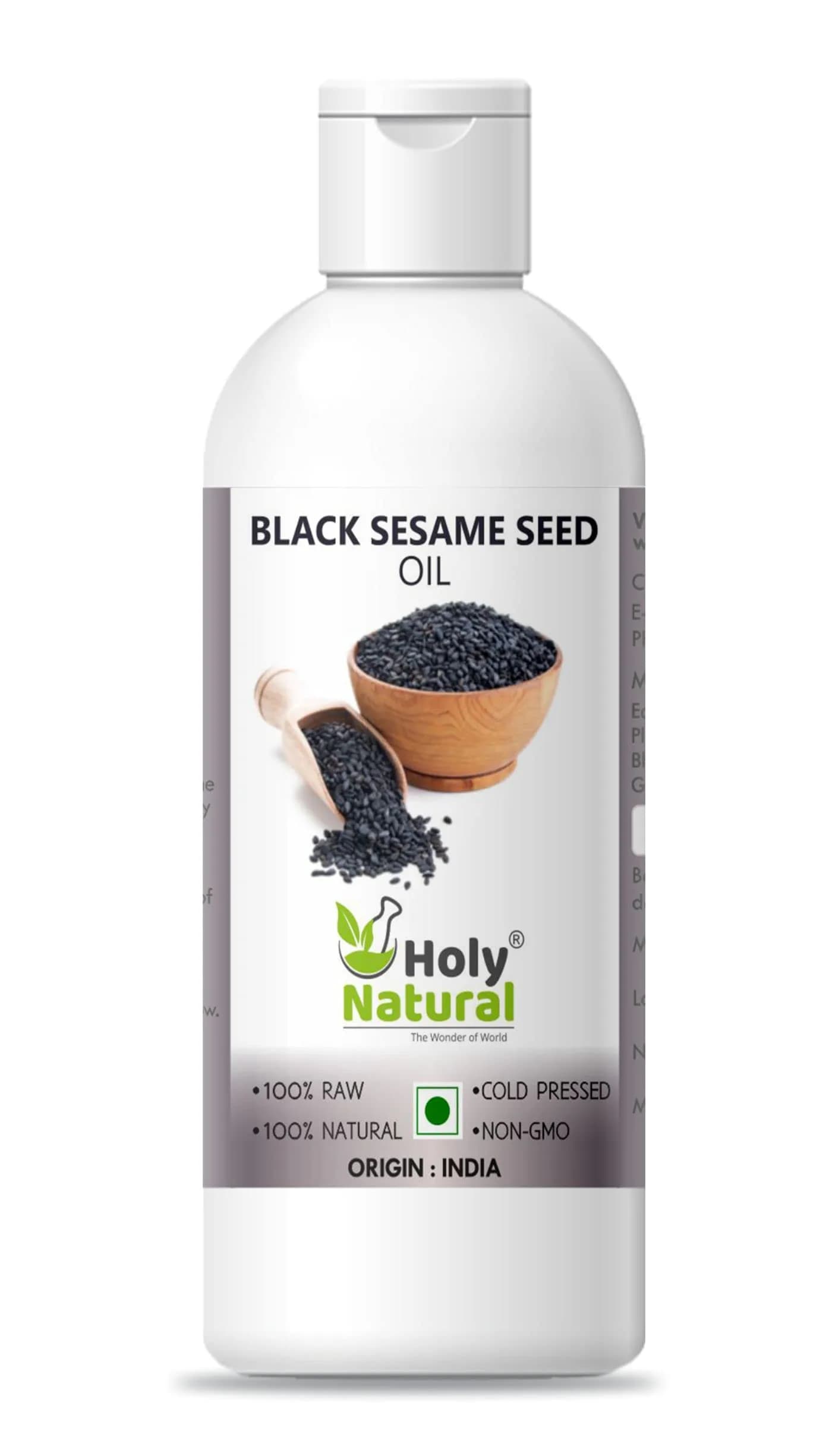 Holy Natural Black Sesame Seed Oil 100ml (3.38 Fl Oz) | Natural Skin Moisturizer