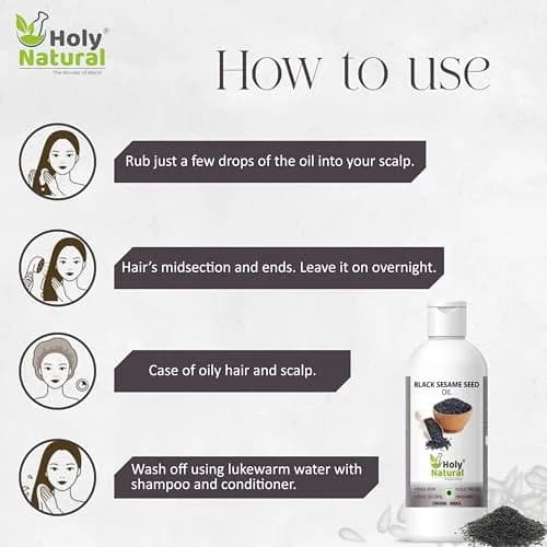 Holy Natural Black Sesame Seed Oil 100ml (3.38 Fl Oz) | Natural Skin Moisturizer thumbnail 4