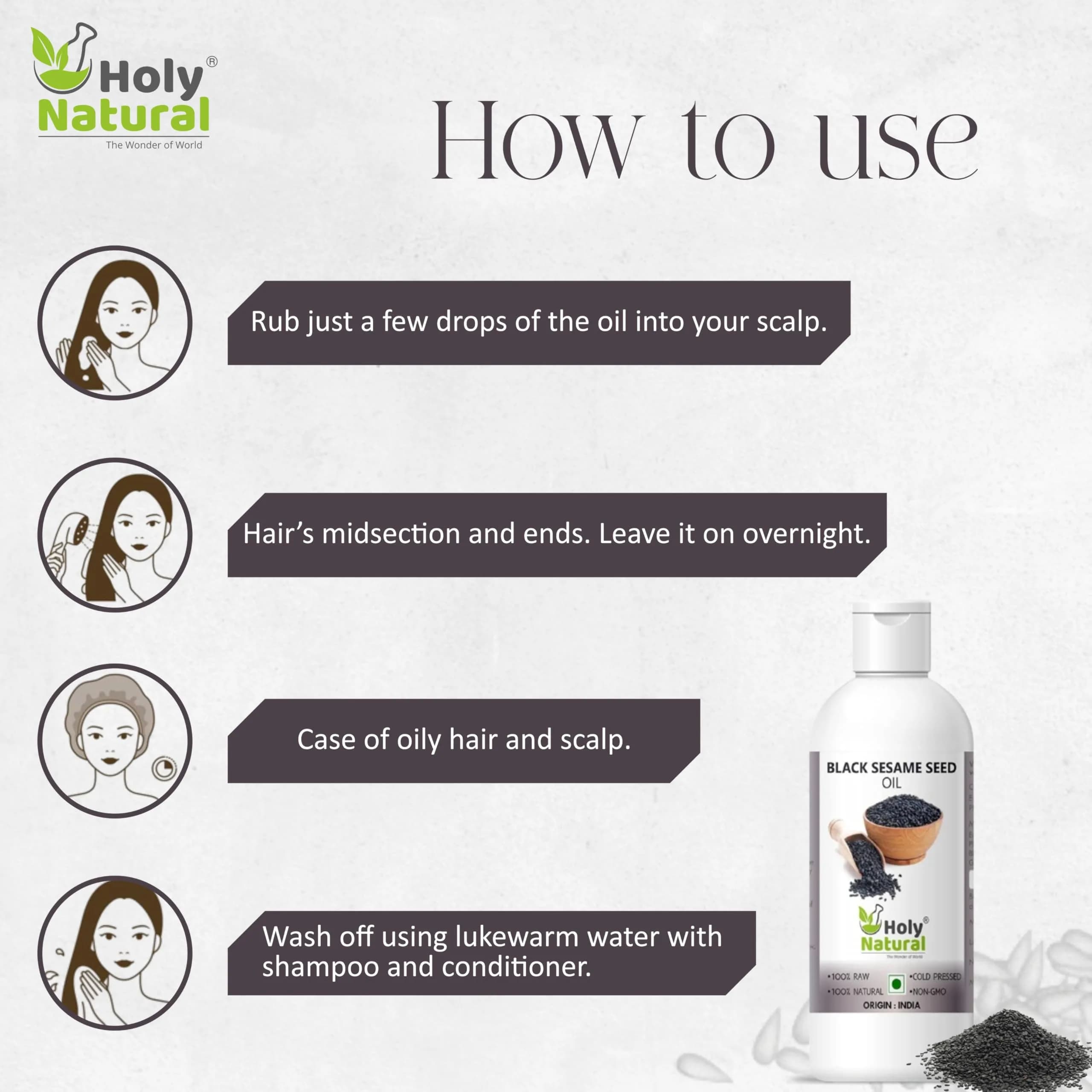 Holy Natural Black Sesame Seed Oil 100ml (3.38 Fl Oz) | Natural Skin Moisturizer - view 4
