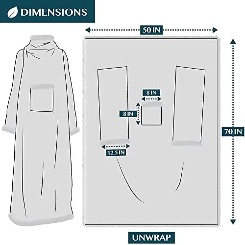 PAVILIA Wearable Blanket with Sleeves & Pocket for Women & Men | Soft Fleece Snuggle Throw with Sherpa Trim, Cozy Couch Robe, Gift Idea (70-120 chars) thumbnail 7