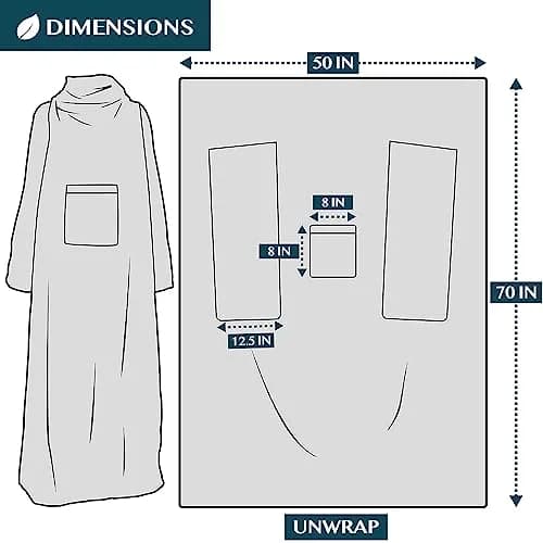 PAVILIA Wearable Blanket with Sleeves & Pocket | Cozy Fleece Snuggle Throw for Women & Men, Navy Blue thumbnail 9