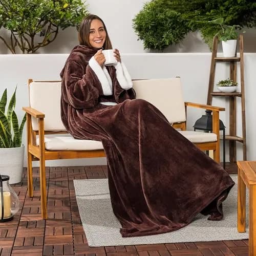 PAVILIA Wearable Blanket with Sleeves & Pocket | Cozy Fleece Snuggle Throw for Adults (70" x 50") thumbnail 6