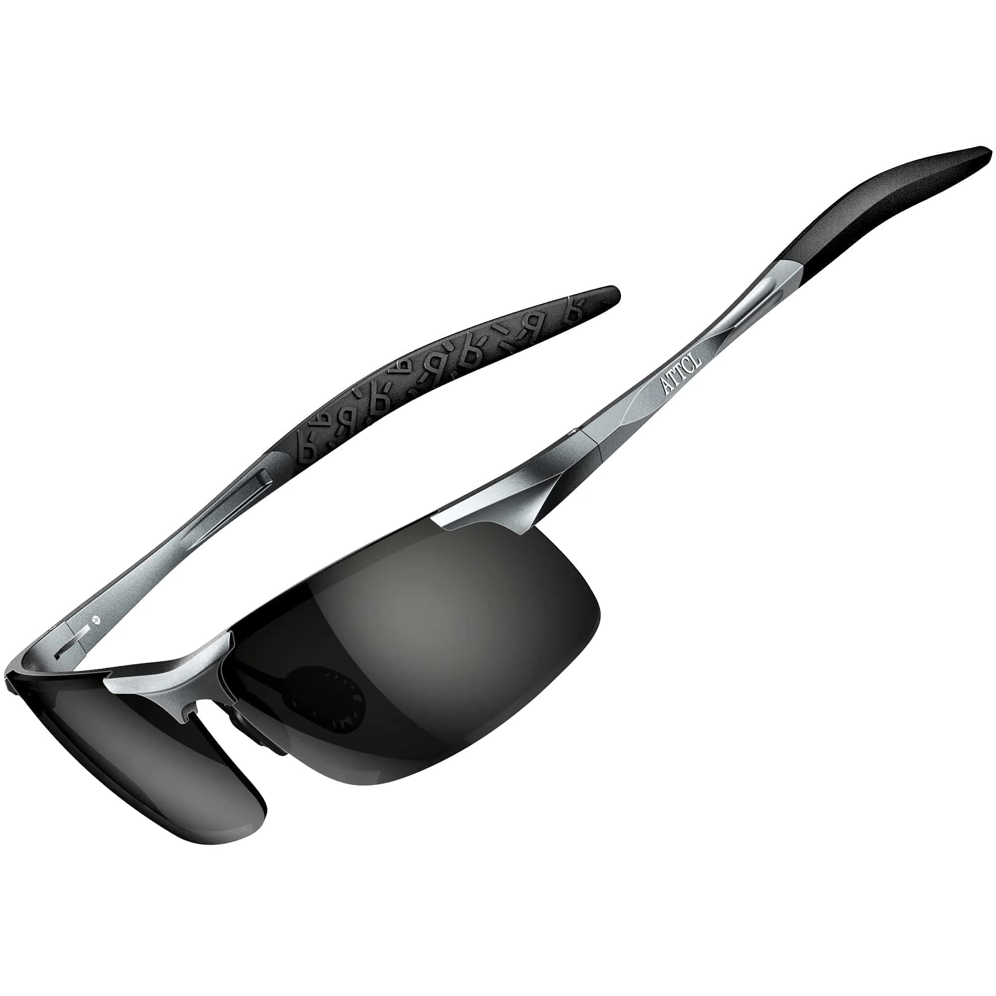 ATTCL Polarized Sports Sunglasses for Men - 2026-Grey / Not Mirrored, UV Protection, Anti-Glare Wrap Around Lightweight Metal - main product image