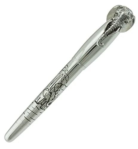 erofa Fuliwen Rollerball Pen Silver Stainless Steel Body Elephant Pattern Gift Pen 13.6cm (0.53in) | Smooth Ink Flow thumbnail 2
