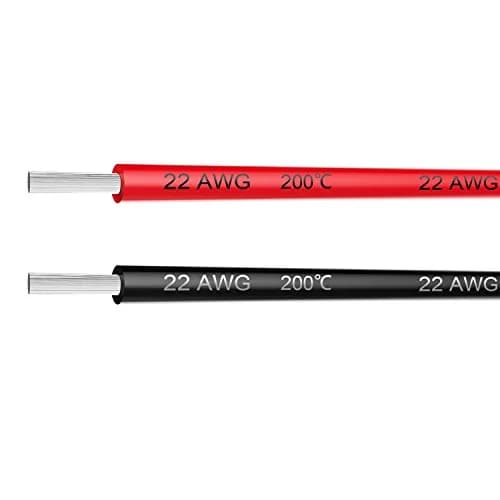 Haerkn 22 AWG Silicone Wire 0.78mm Diameter | 600V Rated, 3A Current, 20ft Total (10ft Black, 10ft Red) thumbnail 1