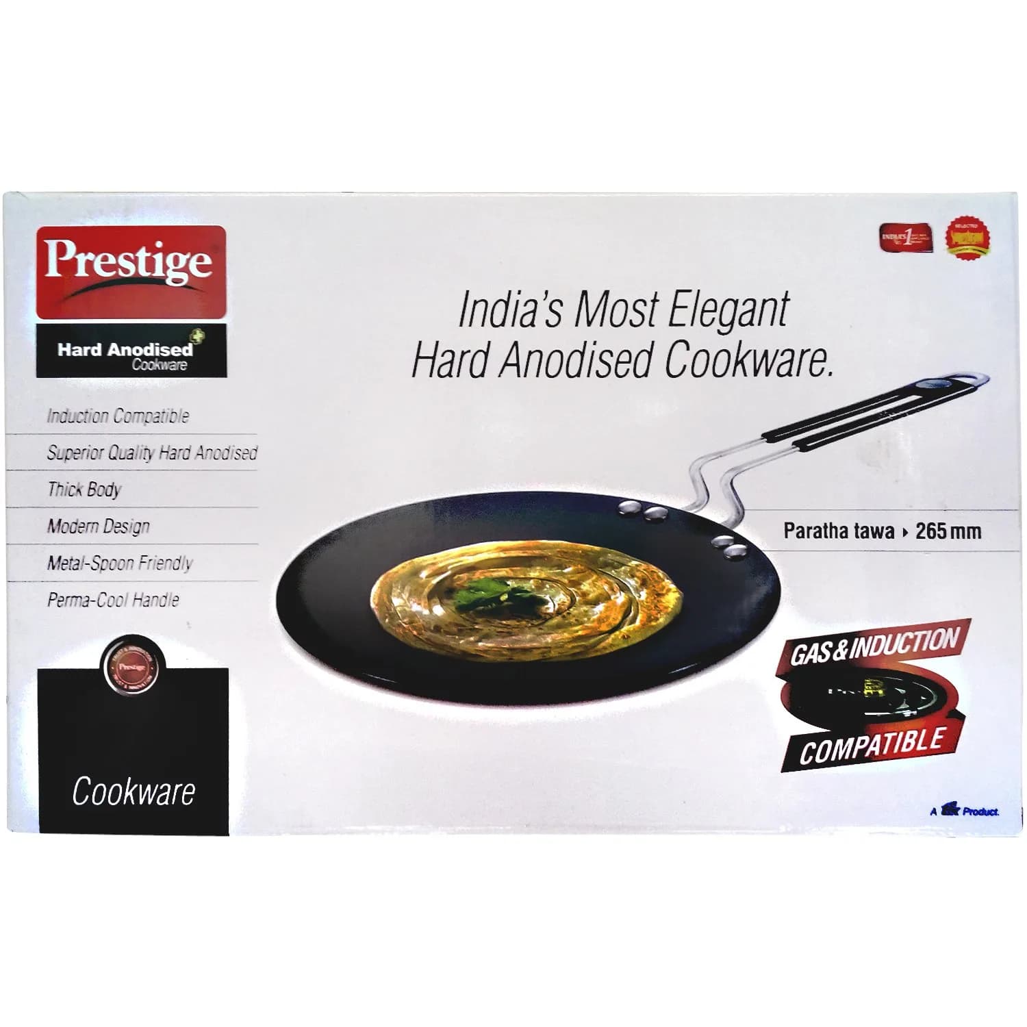 Prestige Non-Stick 265mm Hard Anodized Paratha Tawa | Induction Compatible, Thick Body, Perma Cool Handles — 265mm