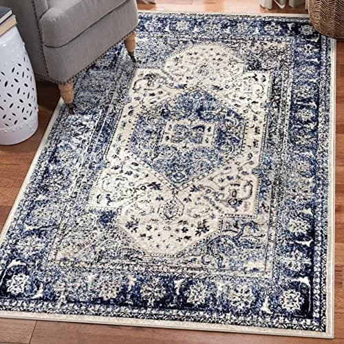 Persian Rug Co. Distressed French Country Area Rug Ivory 5x7 | Traditional Oriental Pattern with Soft Polypropylene (70-120 chars) thumbnail 1