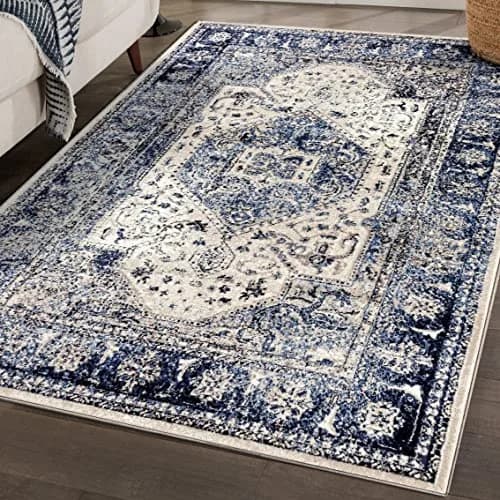 Persian Rug Co. Distressed French Country Area Rug Ivory 5x7 | Traditional Oriental Pattern with Soft Polypropylene (70-120 chars) thumbnail 3