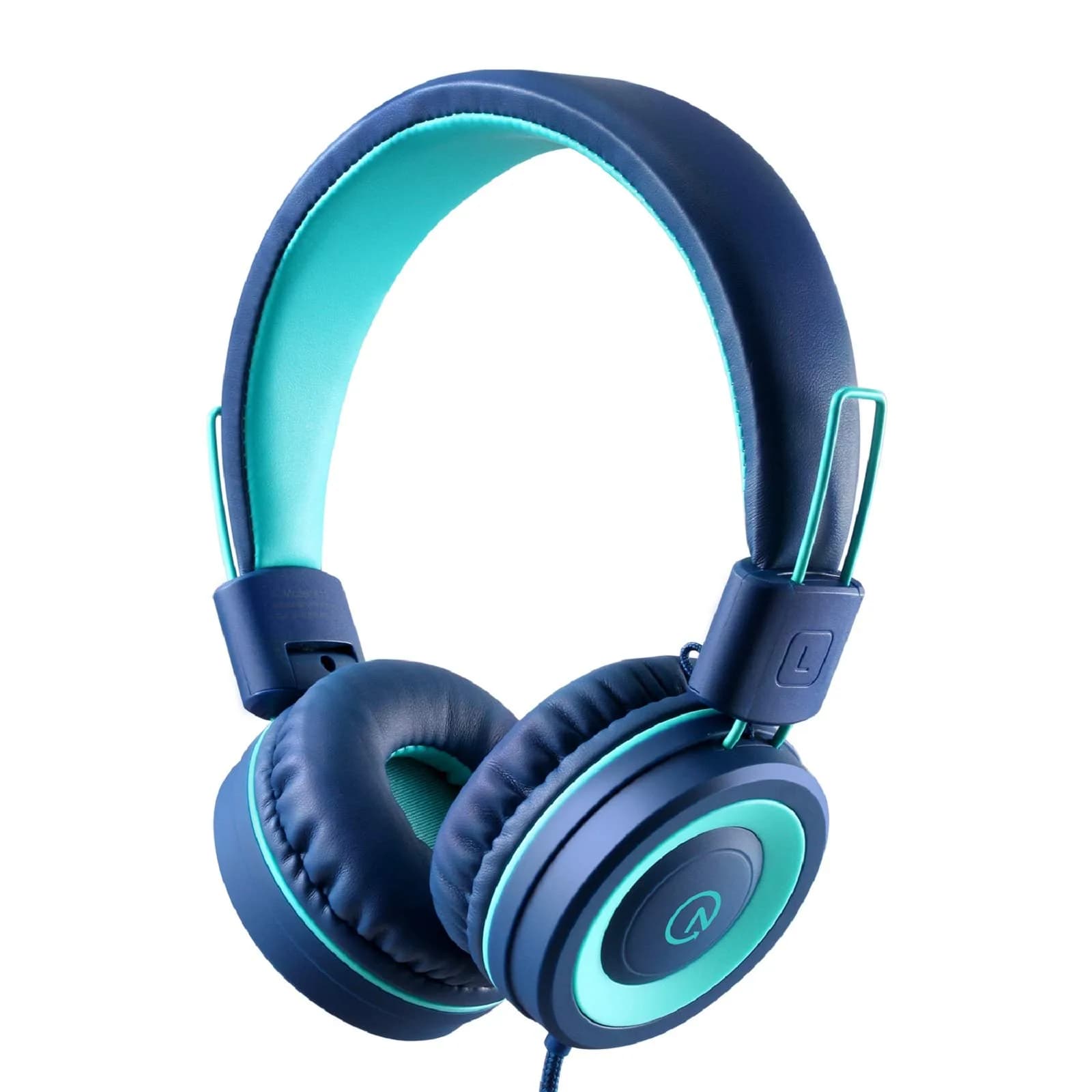 noot products K11 Kids Headphones with Wired Cord 3.5mm Jack Navy/Teal | Adjustable, Foldable, Tangle-Free for Kids 3+