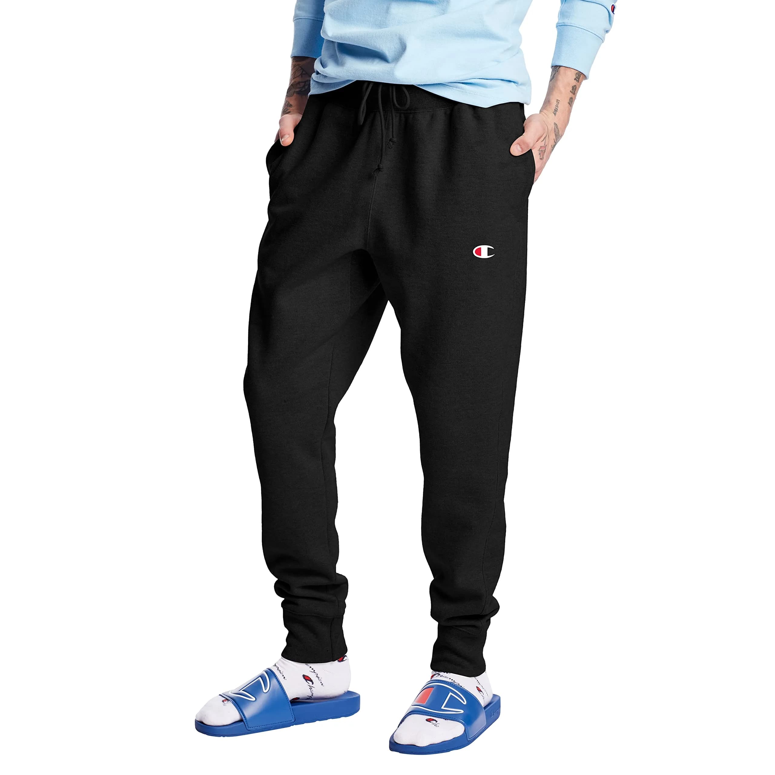 Champion Men's Reverse Weave Jogger, black/"c" logo, X-Small | Heavyweight fleece, classic fit, streetwear comfort — Black - C Logo
