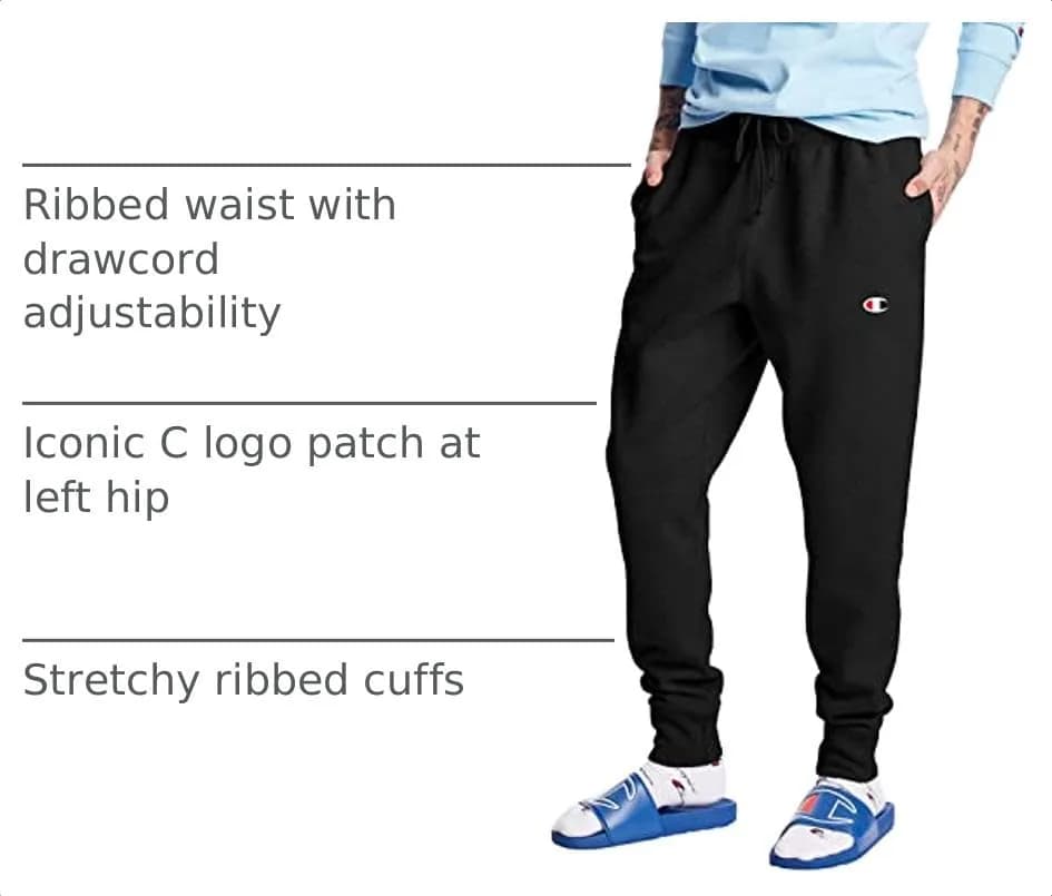 Champion Men's Reverse Weave Jogger, black/"c" logo, X-Small | Heavyweight fleece, classic fit, streetwear comfort thumbnail 4