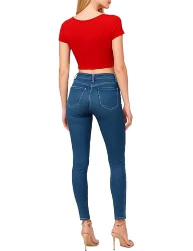HATOPANTS Women's Crop Tops Short Sleeve Scoop Neck Stretchy Casual Shirt Black L | Flattering Fit & Breathable Comfort thumbnail 8
