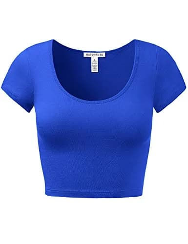 HATOPANTS Women's Crop Tops Short Sleeve Scoop Neck Stretchy Casual Shirt S | Flattering Fit & Breathable Comfort thumbnail 1