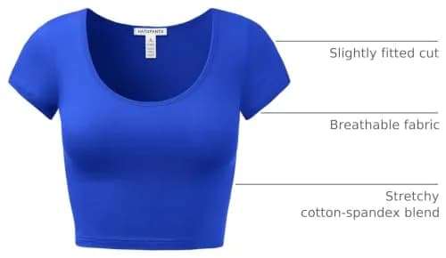 HATOPANTS Women's Crop Tops Short Sleeve Scoop Neck Stretchy Casual Shirt S | Flattering Fit & Breathable Comfort thumbnail 4