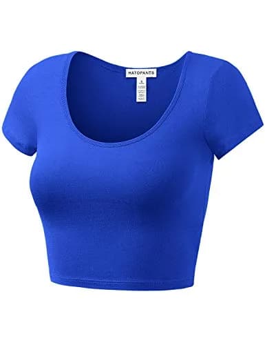 HATOPANTS Women's Crop Tops Short Sleeve Scoop Neck Stretchy Casual Shirt S | Flattering Fit & Breathable Comfort thumbnail 5