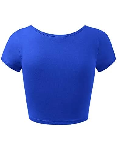 HATOPANTS Women's Crop Tops Short Sleeve Scoop Neck Stretchy Casual Shirt S | Flattering Fit & Breathable Comfort thumbnail 6