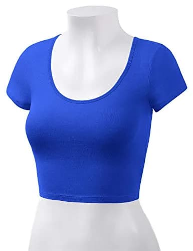 HATOPANTS Women's Crop Tops Short Sleeve Scoop Neck Stretchy Casual Shirt S | Flattering Fit & Breathable Comfort thumbnail 7