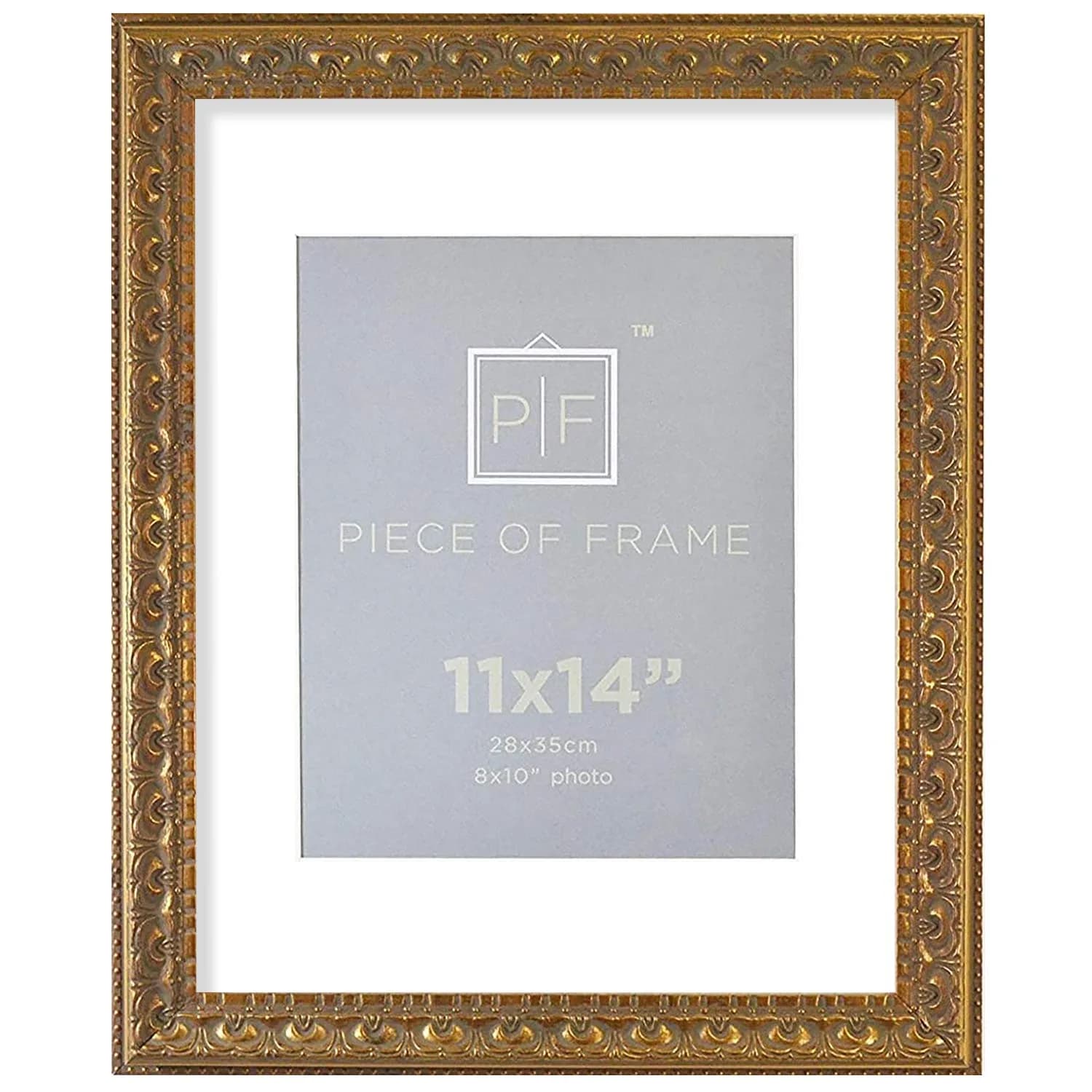 Golden State Art 11x14 Bronze Photo Frame White Mat for 8x10 Real Glass | Elegant Wall & Tabletop Decor — Bronze