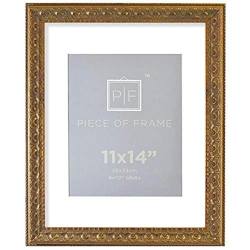 Golden State Art 11x14 Bronze Photo Frame White Mat for 8x10 Real Glass | Elegant Wall & Tabletop Decor thumbnail 1