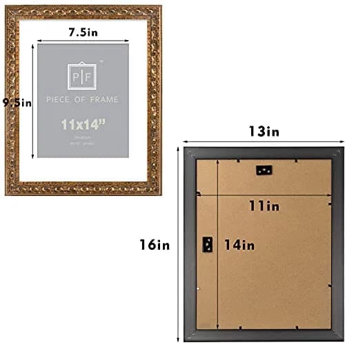 Golden State Art 11x14 Bronze Photo Frame White Mat for 8x10 Real Glass | Elegant Wall & Tabletop Decor thumbnail 6
