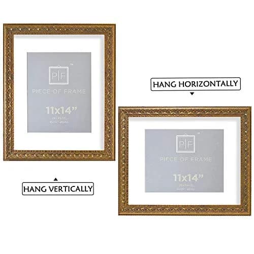Golden State Art 11x14 Bronze Photo Frame White Mat for 8x10 Real Glass | Elegant Wall & Tabletop Decor thumbnail 3