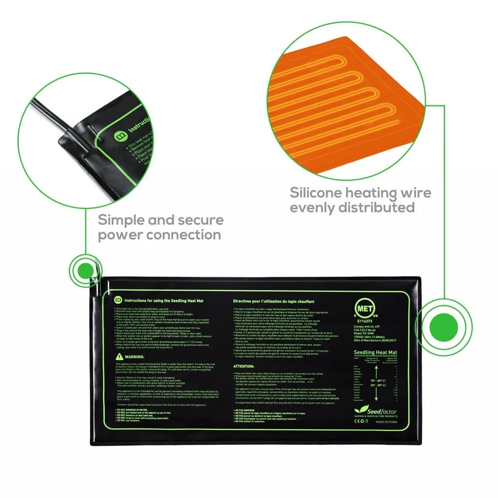 Seedfactor MET Certified Seedling Heat Mat 10" x 20" | Waterproof & Durable for Indoor Gardening - view 6