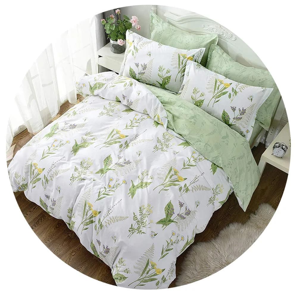 FADFAY Duvet Cover Set Full Shabby Chic Floral & Leaf | 100% Cotton, Hidden Zipper, Corner Ties (Full Size, 82x86 Inches)