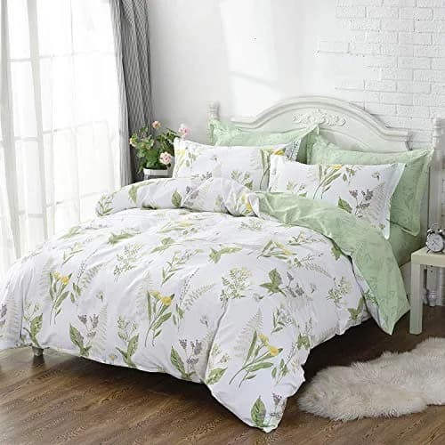 FADFAY Duvet Cover Set Full Shabby Chic Floral & Leaf | 100% Cotton, Hidden Zipper, Corner Ties (Full Size, 82x86 Inches) thumbnail 5