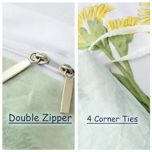 FADFAY Duvet Cover Set Full Shabby Chic Floral & Leaf | 100% Cotton, Hidden Zipper, Corner Ties (Full Size, 82x86 Inches) thumbnail 2