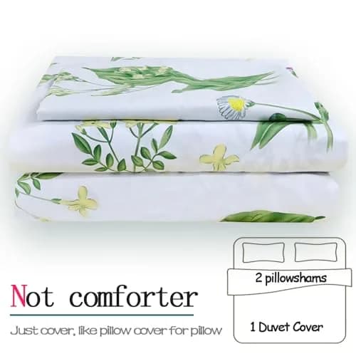 FADFAY Duvet Cover Set Full Shabby Chic Floral & Leaf | 100% Cotton, Hidden Zipper, Corner Ties (Full Size, 82x86 Inches) thumbnail 3