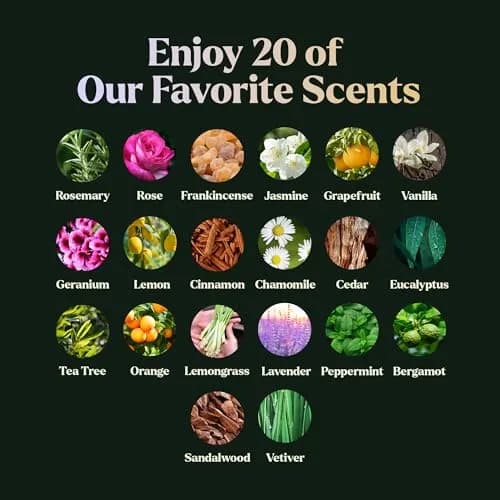 Lagunamoon Essential Oils Set, Top 20 Gift Set Oils for Diffusers, Humidifiers, Aromatherapy, Candle Making Scents, Cars & Home Products, Peppermint, Tea Tree, Lavender, Eucalyptus, Lemongrass (10mL) thumbnail 3