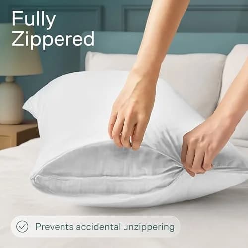 Niagara Waterproof Pillow Protectors - 4 Pack - Standard Size - White | 100% Waterproof, Zippered, Breathable thumbnail 4
