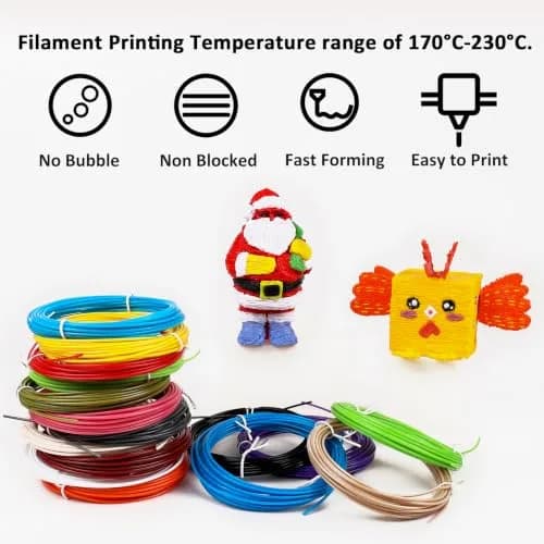 dikale 16-Color 320ft PLA 3D Pen Filament Refills | 1.75mm, 250 Stencils & eBook for SCRIB3D P1 & MYNT3D Pens thumbnail 4