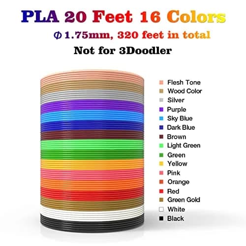 dikale 16-Color 320ft PLA 3D Pen Filament Refills | 1.75mm, 250 Stencils & eBook for SCRIB3D P1 & MYNT3D Pens thumbnail 2