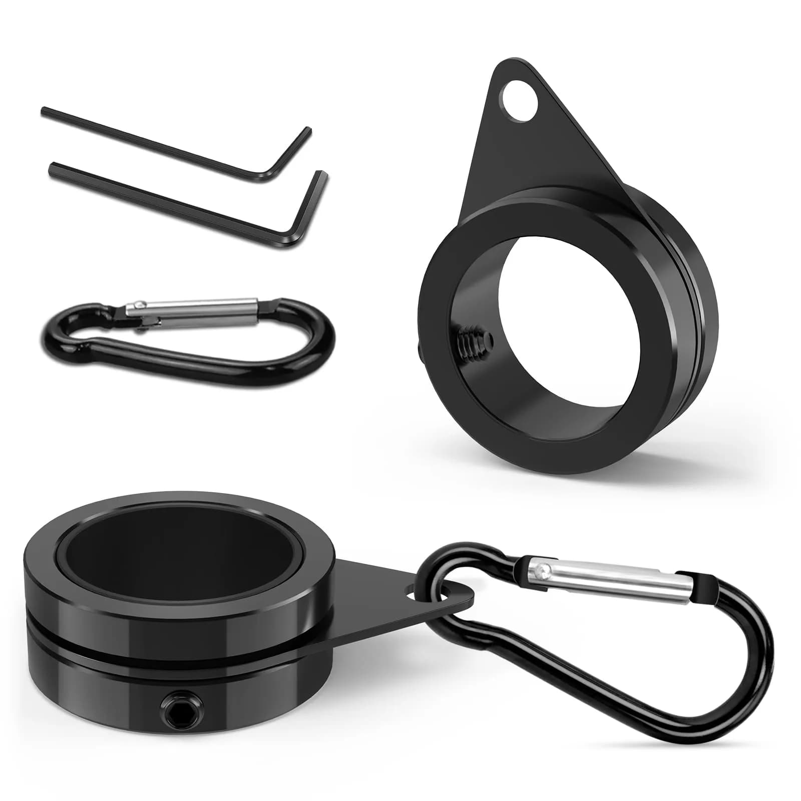 Loretoy 2 Pack Aluminum Alloy Flag Pole Rings 1.27 cm (1.25 Inch) | 360 Degree Rotating Anti-Wrap Design — Black / 1 inch