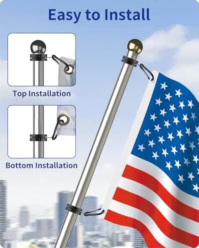 Loretoy Black Aluminum Alloy Flag Pole Rings with Carabiner, 1-inch Diameter, 2-Pack | Anti-Wrap Spinning Design for Outdoor Flags thumbnail 6