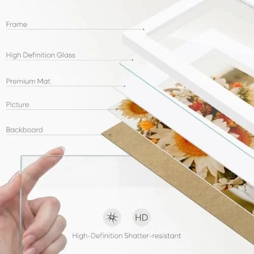 Golden State Art 16x20 White Picture Frame Mat for 11x14 Real Glass | Modern Wall & Tabletop Display thumbnail 5