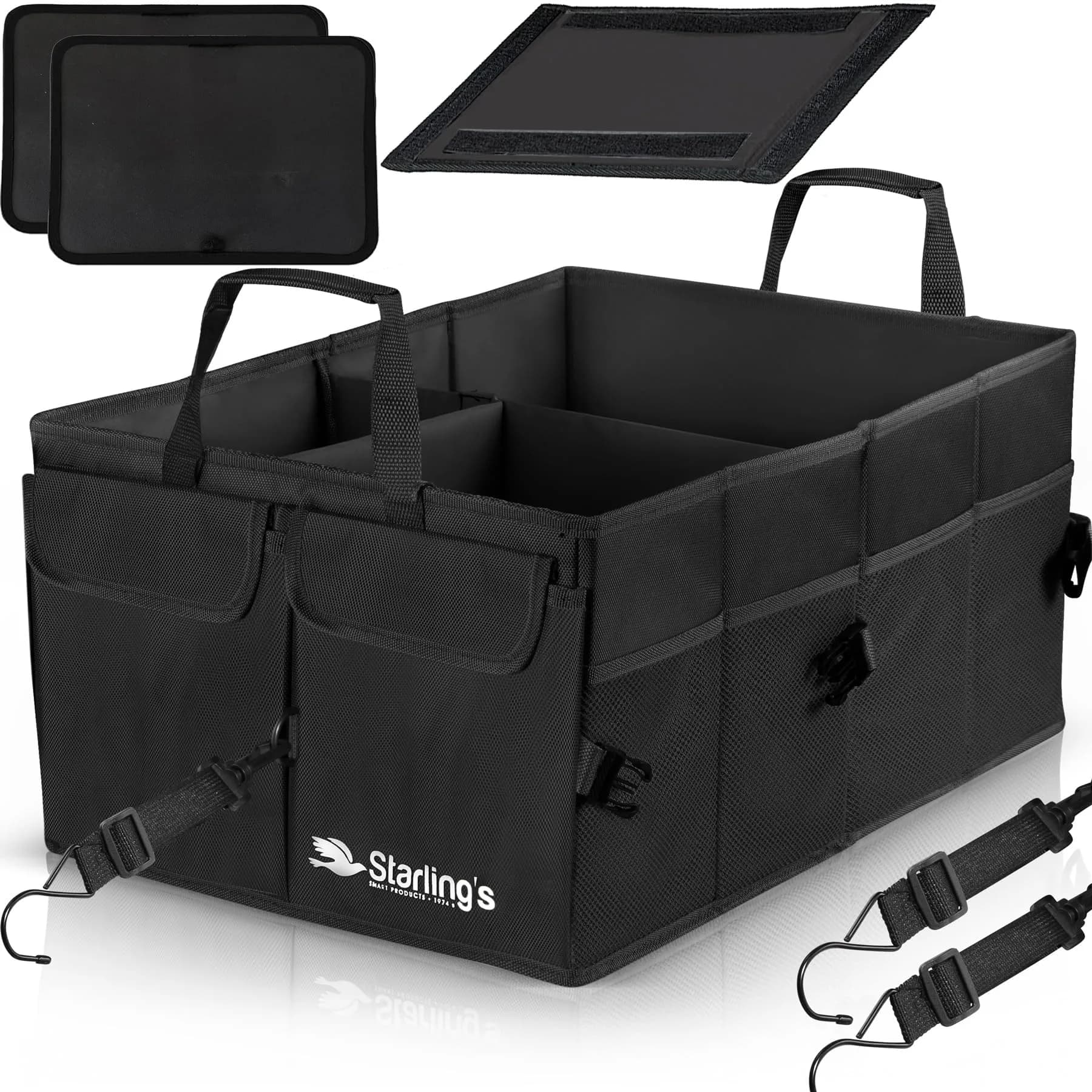 Starling's Car Trunk Organizer Large Collapsible Waterproof Storage Box | Adjustable Compartments for SUV & Truck