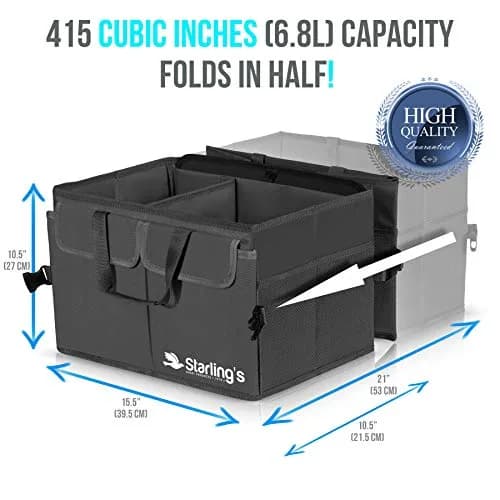 Starling's Car Trunk Organizer Large Collapsible Waterproof Storage Box | Adjustable Compartments for SUV & Truck thumbnail 3