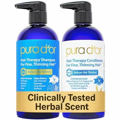 PURA D'OR Hair Thinning Therapy Biotin Shampoo & Conditioner Set 16 Fl Oz (Pack of 2) | Clinically Tested for Volume & Strength thumbnail 1