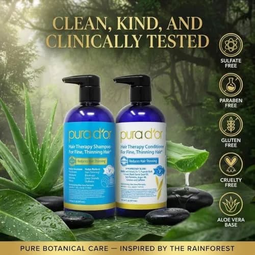PURA D'OR Hair Thinning Therapy Biotin Shampoo & Conditioner Set 16 Fl Oz (Pack of 2) | Clinically Tested for Volume & Strength thumbnail 8