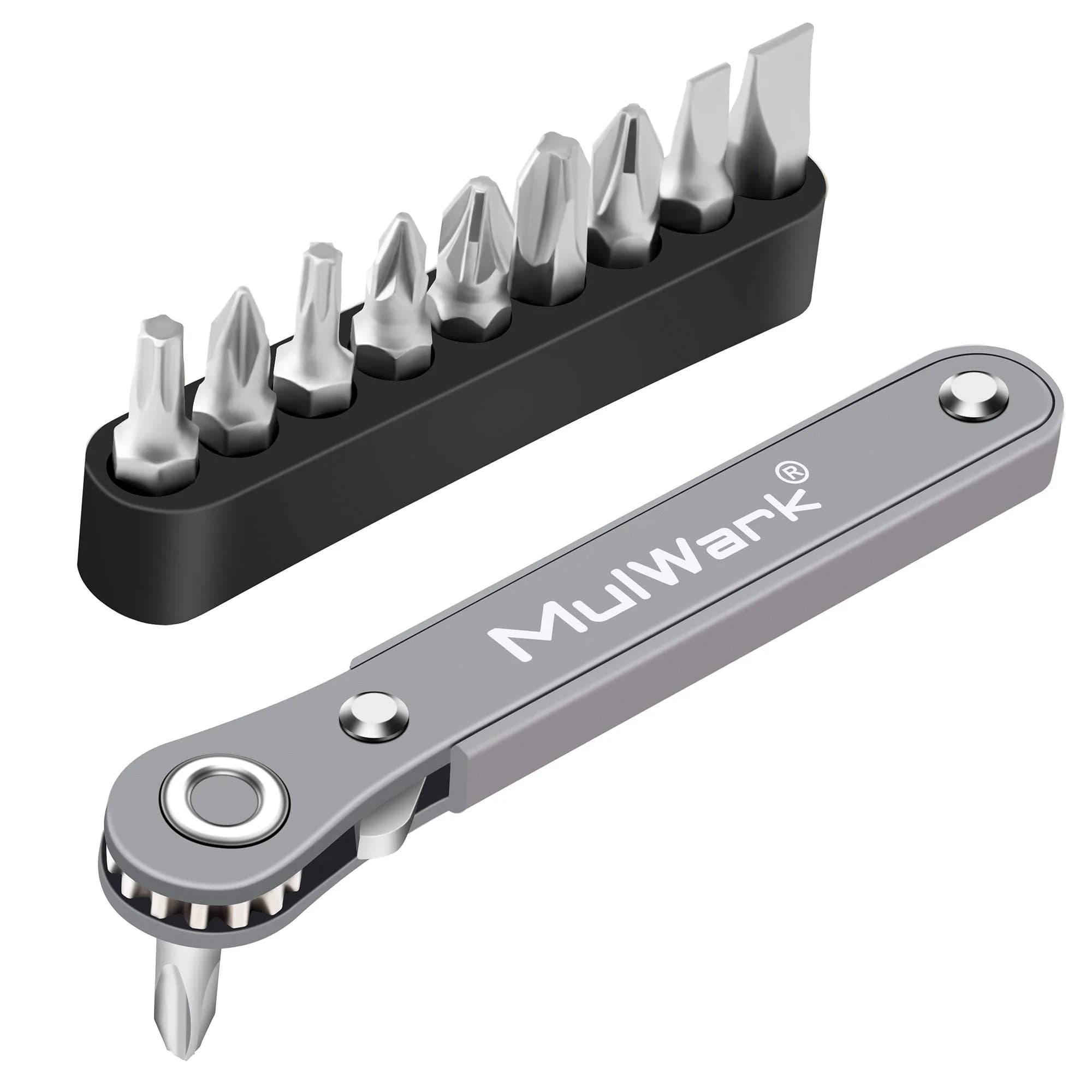 MULWARK 11pc Right Angle Screwdriver Set with 1/4" Hex Bits | Compact EDC Tool for Tight Spaces