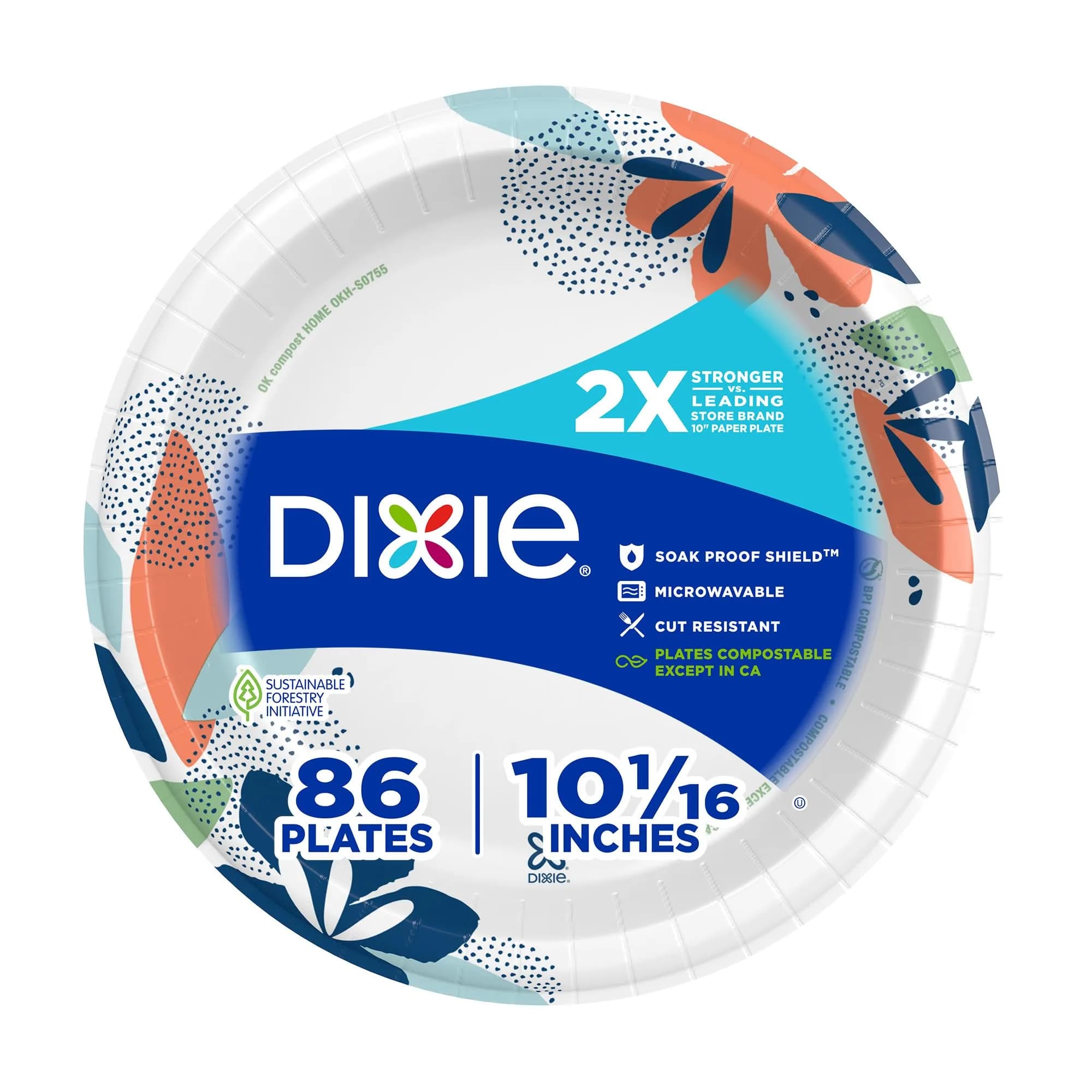 Dixie Large Paper Plates 10 Inch 86 Count | 2X Stronger Soak-Proof Cut Resistant - main product image