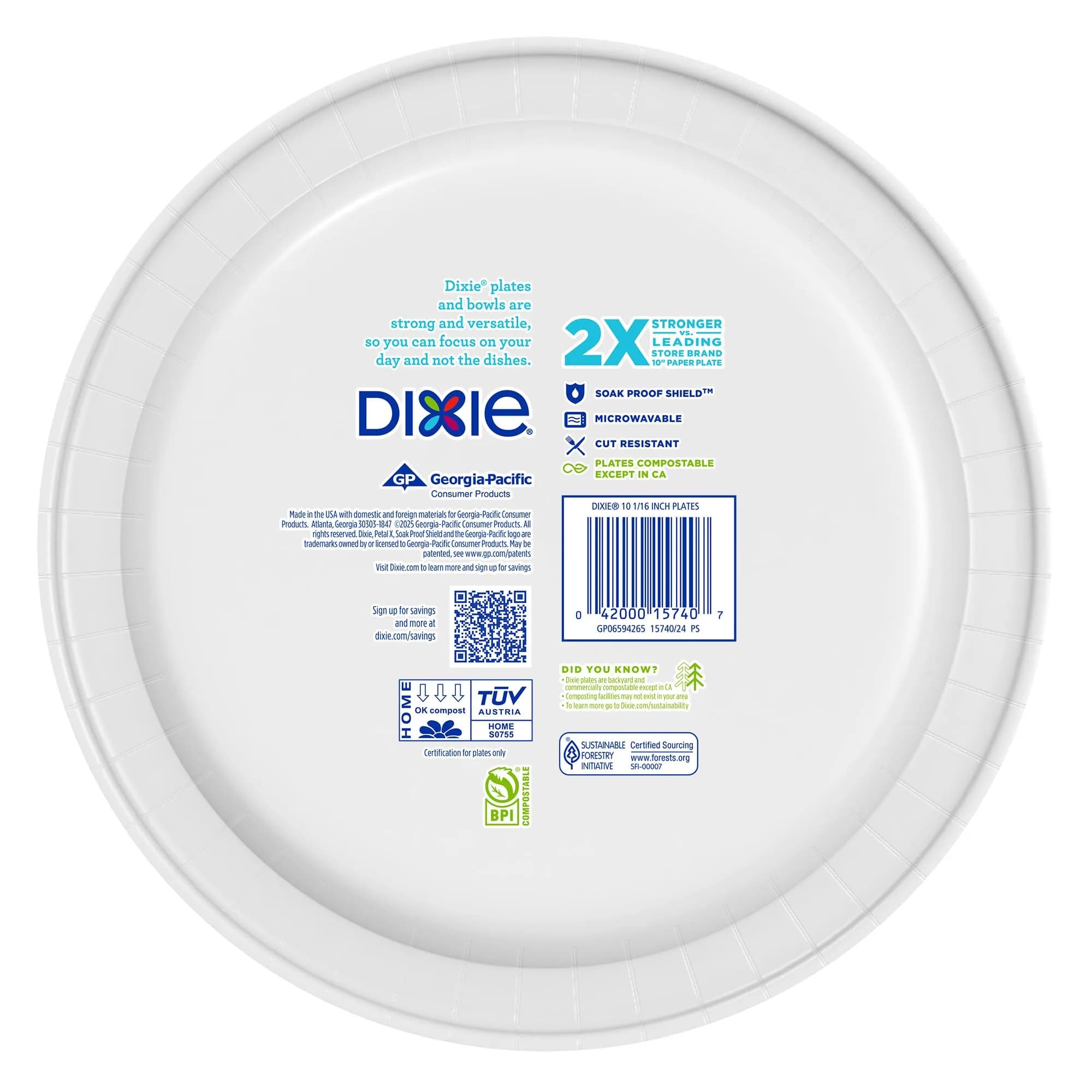 Dixie Large Paper Plates 10 Inch 86 Count | 2X Stronger Soak-Proof Cut Resistant - view 8